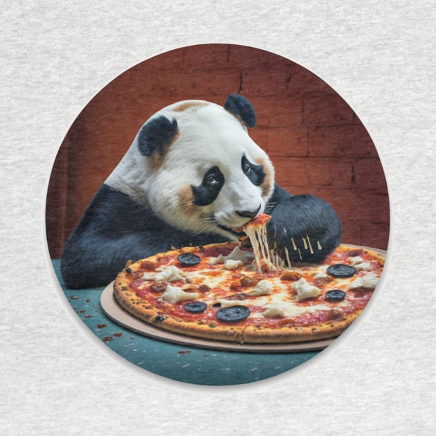 Real Panda Eats Pizza Realistic Art by kiddo200